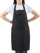 Black Professional Resist Water Adjustable Extra Long Bib Apron 3 Pockets Home K