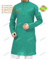 Solid Indian Clothes Fashion Shirt Mens Short Kurta Cotton Indian Dress