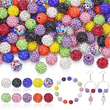 100pcs 10mm Rhinestone Beads 10 Mixed Colors Shiny Round for Jewelry DIY