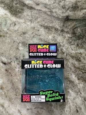 NEE DOH Nice Cube Glitter & Glow Super Solid Squish New in Box! Blue