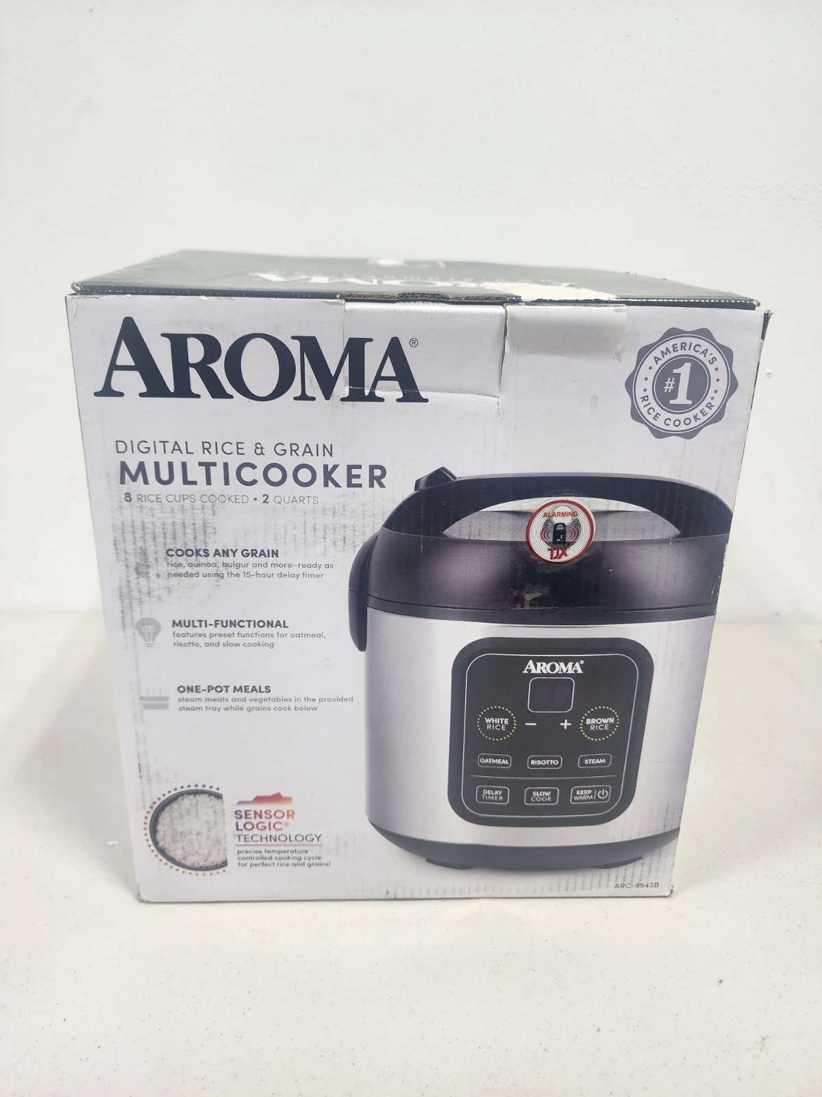 Aroma 8-Cup Digital Rice Cooker & Food Steamer ARC-914SBD – Stainless Steel​