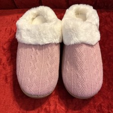 Womens Pink Slipper Warm Comfy Memory Foam Fur House Slippers Size 10-12