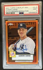 2021 Topps Chrome Platinum Aaron Judge Auto Orange Refractor #/25 Yankees PSA 9