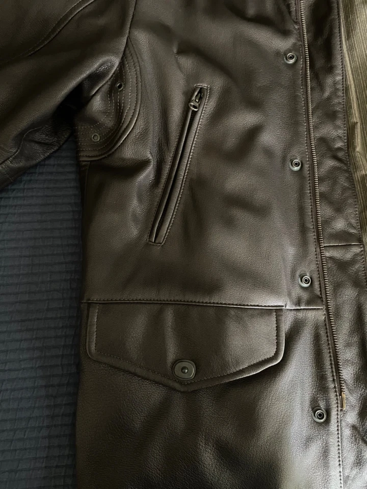 Abrigo Chaqueta De Colección Barneys New York Para Hombre Cuero Pesado Marrón Oscuro Talla M Sin Usar Foto 4 de 4