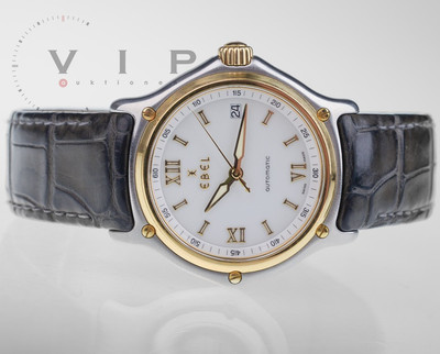 EBEL 1911 SENIOR AUTOMATIK UHR HERRENUHR STAHL / 18K GOLD TOP-ZUSTAND ''E1080241''