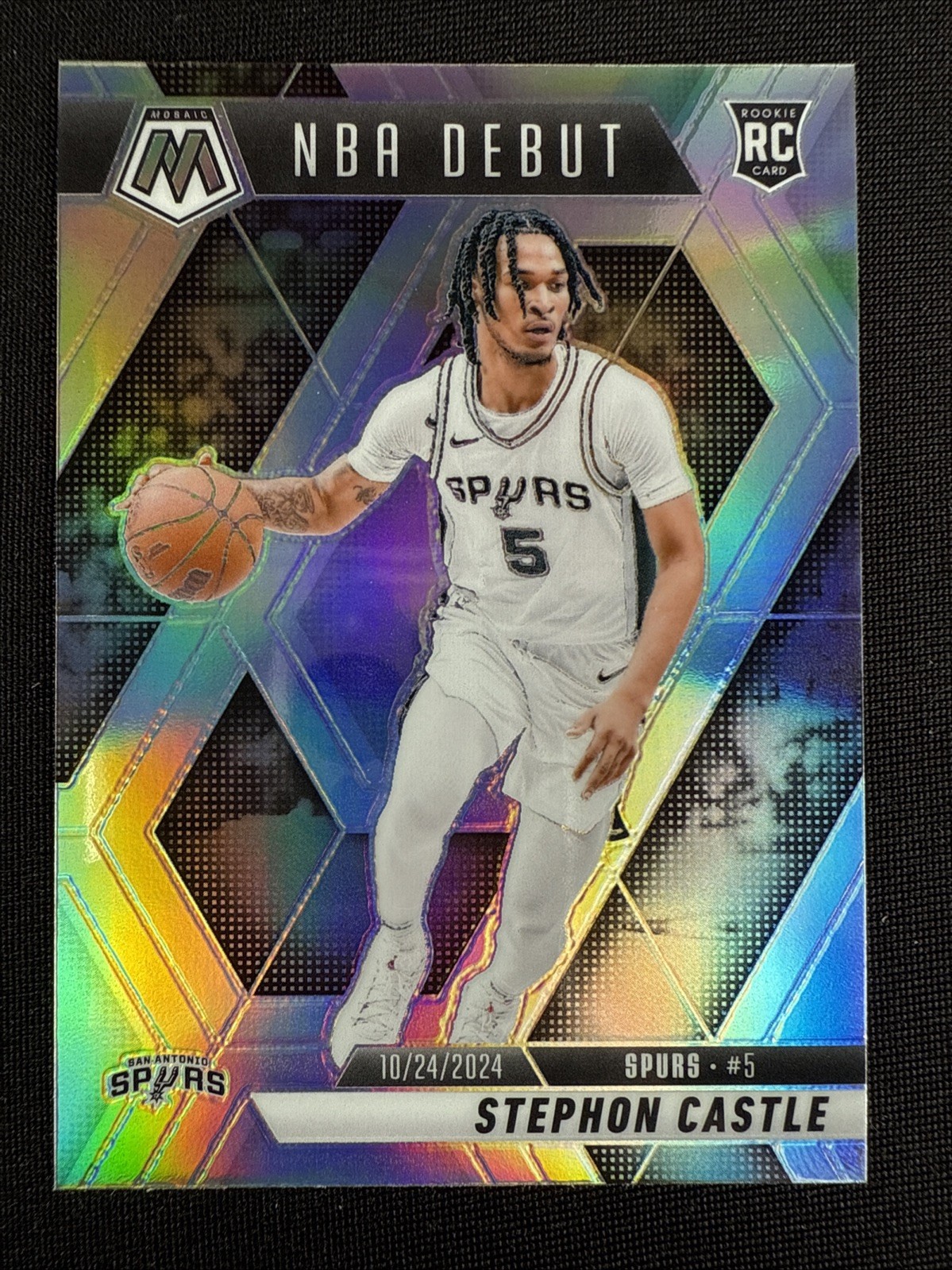 Stephon Castle Rookie Card RC 2024-25 Panini Mosaic NBA Debut Silver Prizm #267
