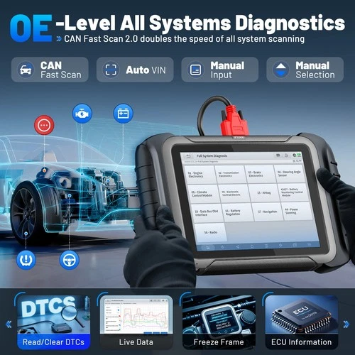XTOOL D8S V2.0 Auto Diagnostic OBD2 Scanner E.CU Coding Topo Mapping 42+ Resets