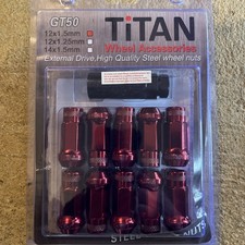 GT50 Steel Open Ended Wheel Nuts M12x1.5 RED