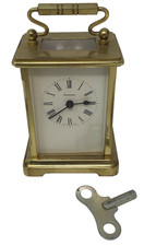 Dominion Brass Carriage Clock I Feld Bevelled 5 Glass Sides &Key Tested Working