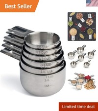 Complete 6-Piece Set of Rust-Proof Stainless Steel Measuring Cups - Easy Pour