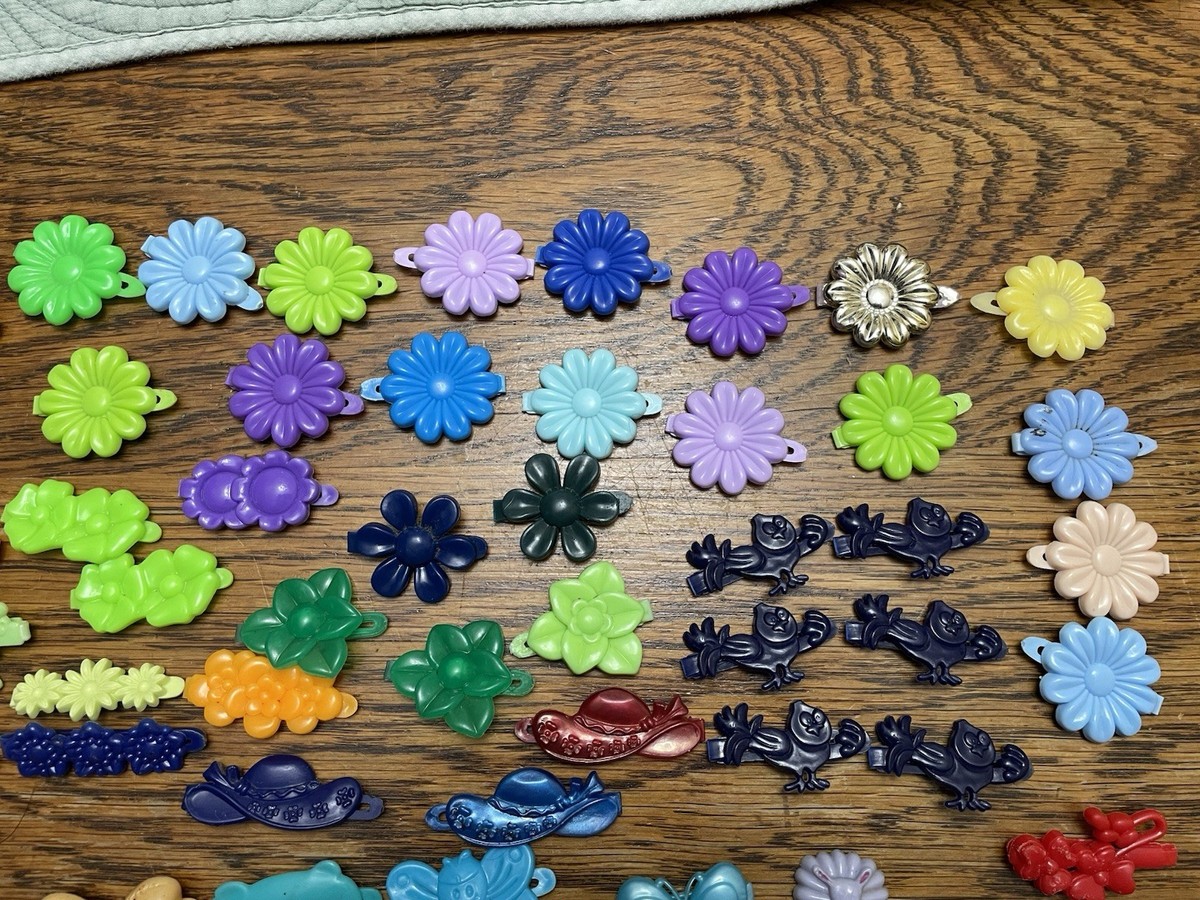 Lot 128 Vintage 1980s Plastic Kids Barrettes Goody Hair Clips Snap