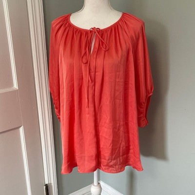 NWT H&M Coral Balloon Sleeve Blouse Silky Size XXL