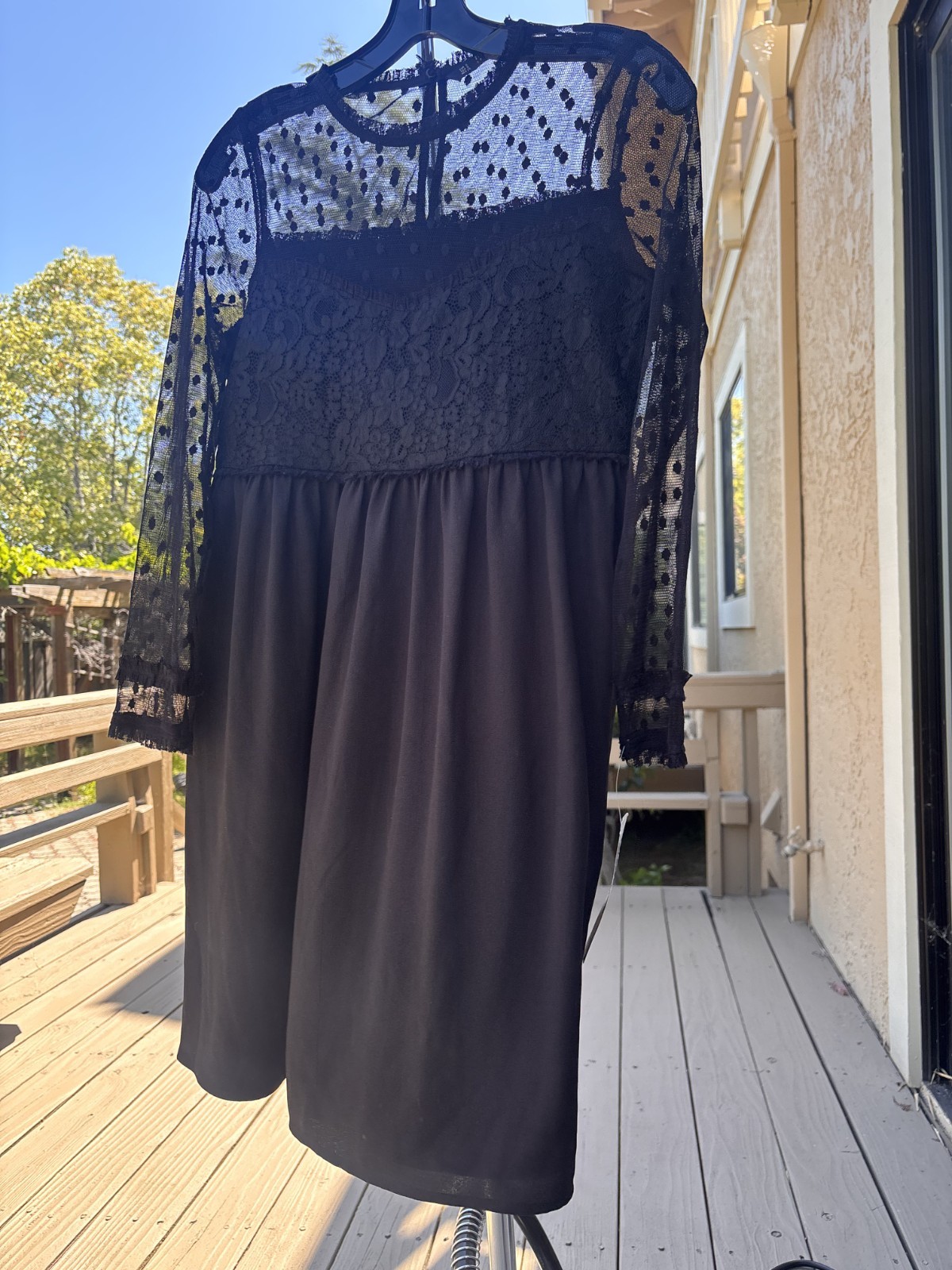 zara basic collection black sheer mesh laced dress small image 8