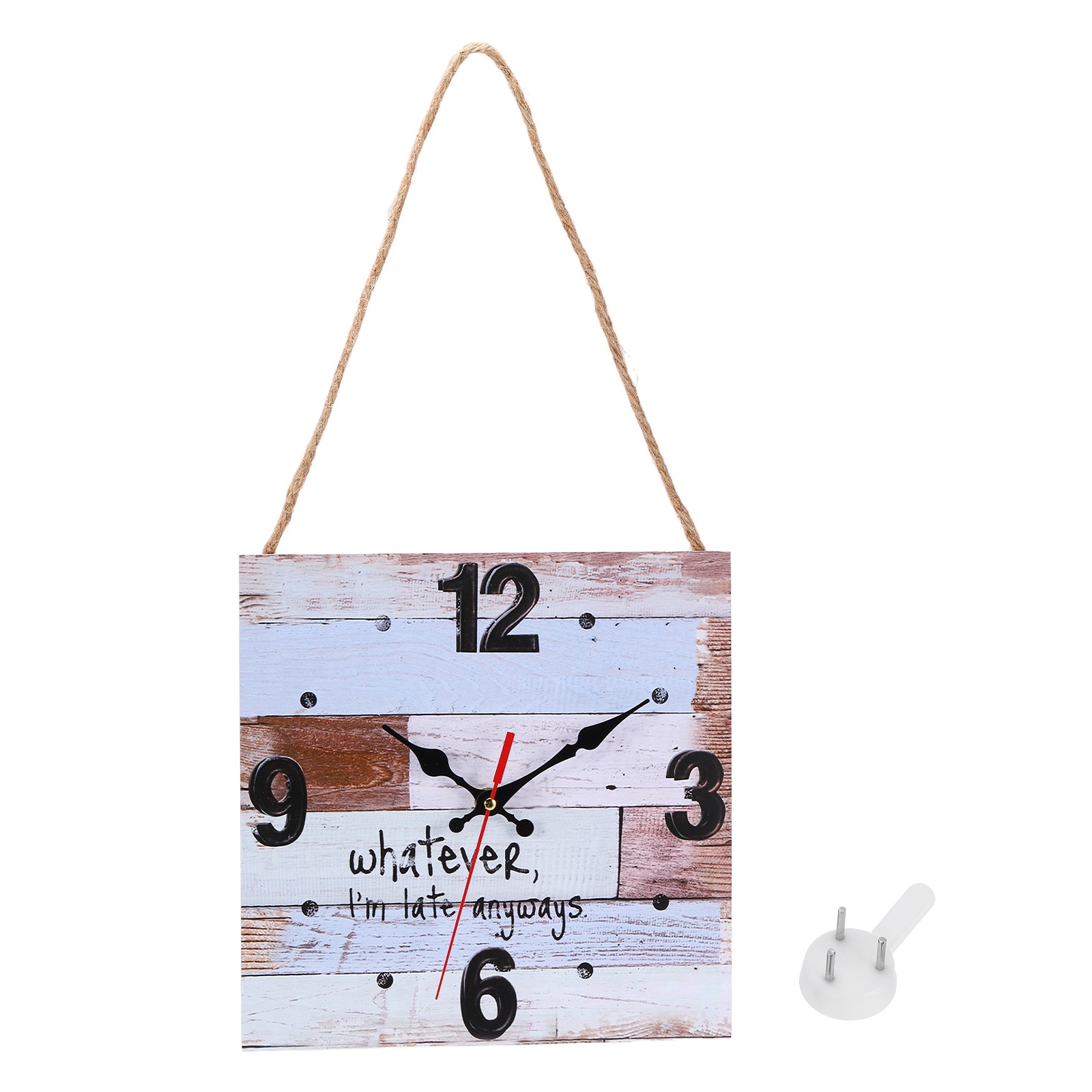 10" Square Painting Wall Clock Wooden Finish Clock Light Blue Brown