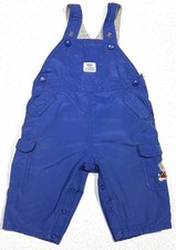 Vtg OshKosh 12 Mos Cotton Overalls Bibs   Blue Gray Lining   Cargo Pockets