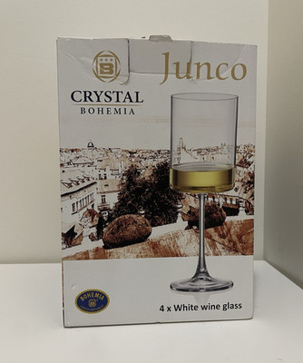 Crystal Bohemia Junco White Wine Glasses Crystal 480ml/16oz Set of 4 Clear