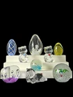 Vintage Art Glass Paperweights Lot - FENTON Bears, Egg Shapes & Floral Designs