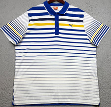 Puma Polo Shirt Mens 2XL Blue Yellow Striped ...