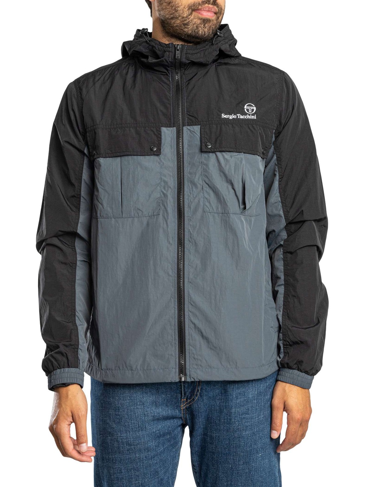 Sergio Tacchini Alba Hooded Jacket, Black/Turbulence - XXL