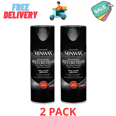 Fast-Drying Polyurethane Spray, Gloss, Clear 11.5 oz - Durable Protection, 2PACK