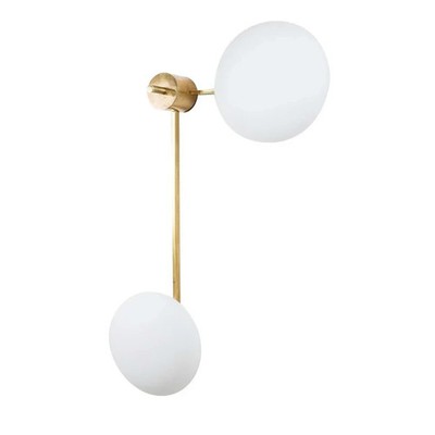 Angelo Lelli Style Brass Light   2 Globe Wall & Ceiling Lamp | Mid-Century Mode