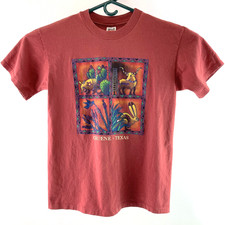 Vintage Gruene Texas T-shirt Adult Large Made in USA Single Stitch Folk Art Bull