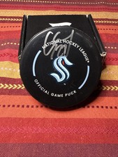 Carson Soucy Autographed Seattle Kraken Official Game Puck Fanatics Authentic!🔥