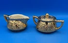 McCoy 24K Weeping Gold Bright Sunburst Creamer and Sugar Bowl with Lid