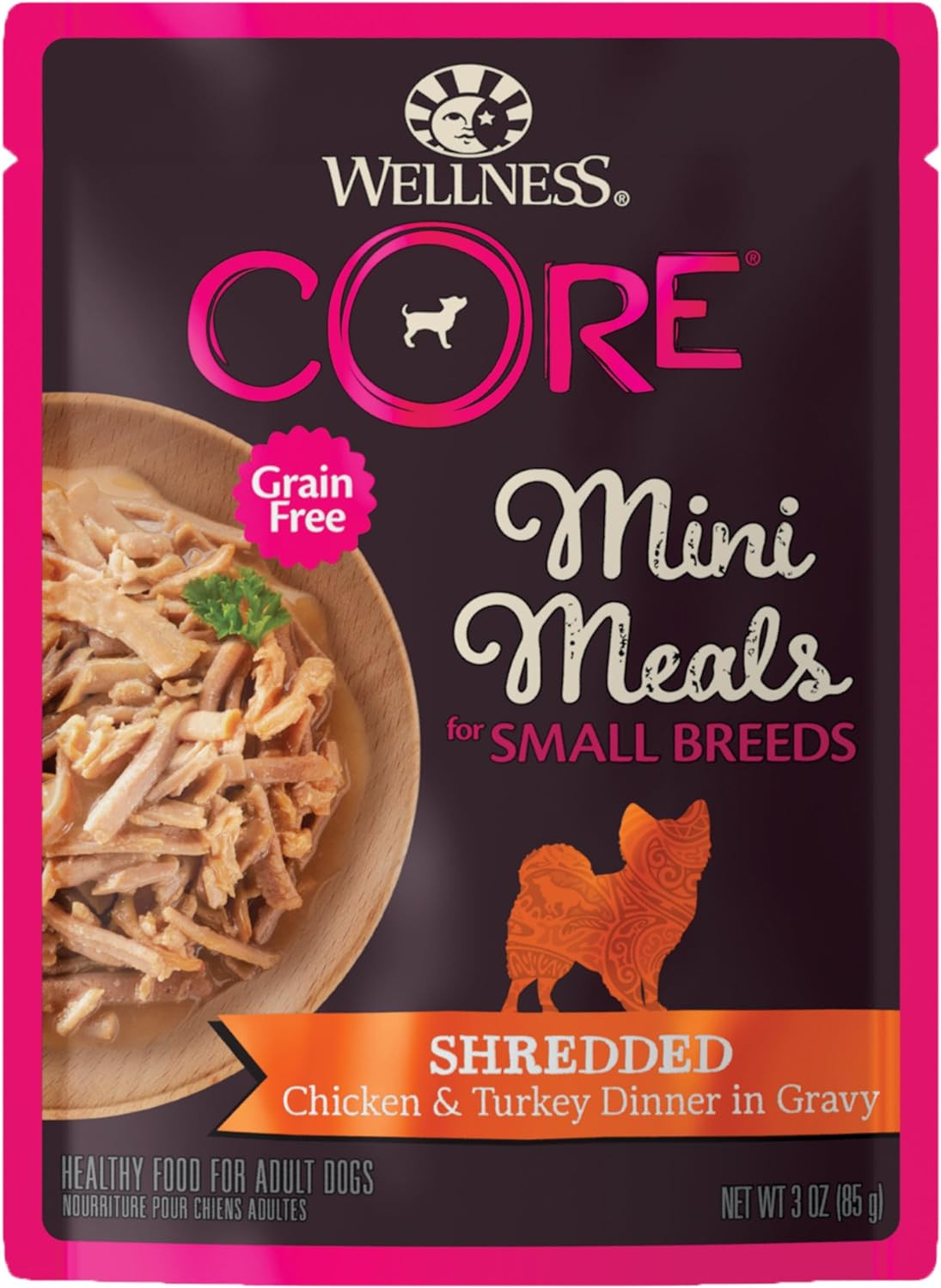 CORE Natural Grain Free Small Breed Mini Meals Wet Dog Food, Shredded Chicken &