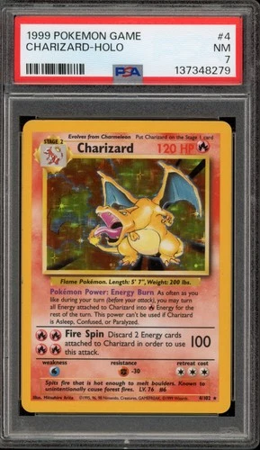 Pokemon Charizard Base Set Unlimited Holo Rare #4 PSA 7