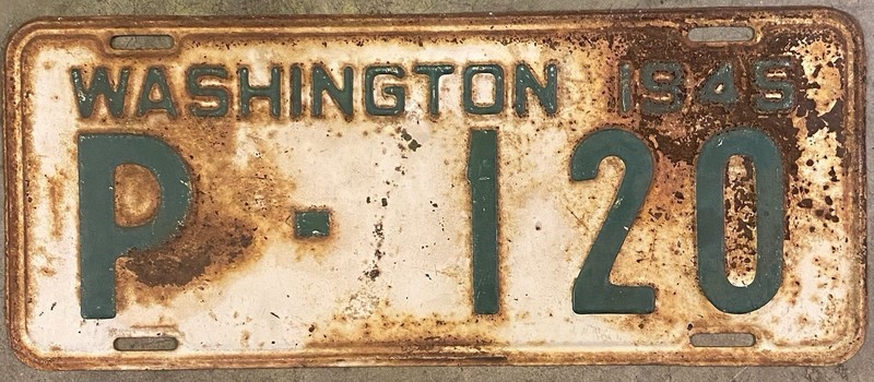 1945 Original Washington License Plate -  Whitman County