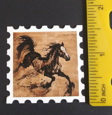 Beautiful Wild Horses Stamp Style Sticker A
