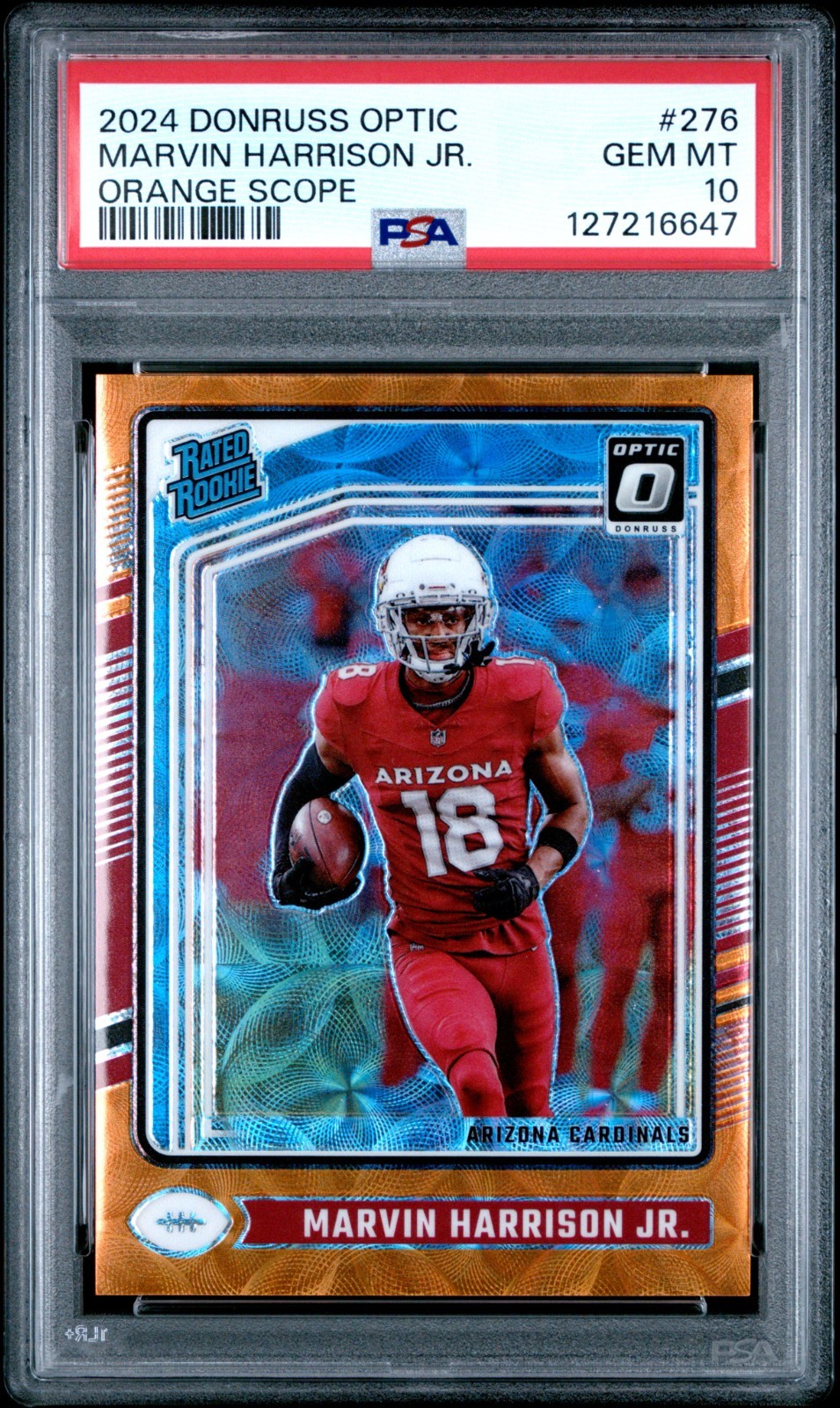 2024 Donruss Optic Marvin Harrison Jr #276 Orange Scope #62/79 Cardinals PSA 10