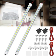 2PCS 12V Interior LED Light Bar, 48 Leds Slim Light Strip with Switch, 6500K Whi