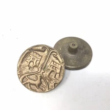 2 Vtg Embossed Brass Medallion  Architectural Salvage Figural Calt Fox??? Pair