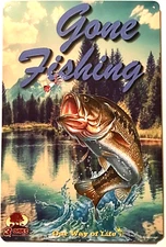 TIN SIGN new 8x12 Fishing bass fish sport lake outdoors man cave dad husband B22