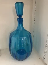 Blenko 6416 Joel Myers Decanter Turquoise Vintage