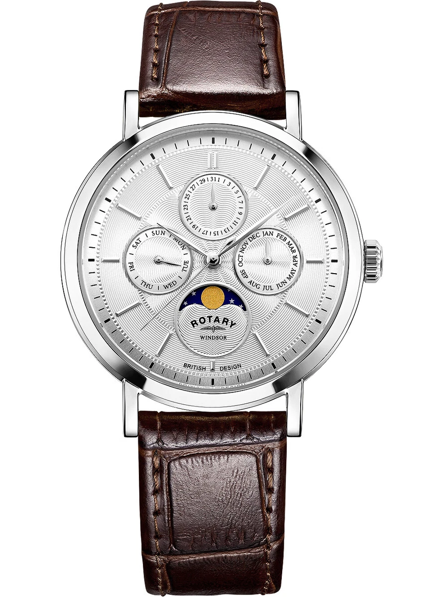 Rotary GS05425/06 Windsor Moon Phase Unisex Watch 38mm 5ATM