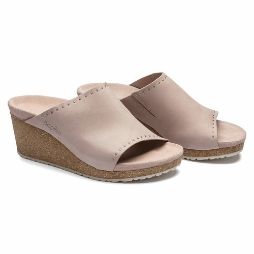 BIRKENSTOCK NAMICA RIVET WEDGE HEEL MULE SANDAL ROSE STONE GREEN NUBUCK  PAPILLIO | eBay