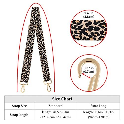 Wide Shoulder Strap Adjustable Wide: 1.4"(3.5cm) Wide: 1.4"(3.5cm)leopard2 - Bild 5 von 5
