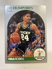 1990 NBA Hoops Jay Humphries Autographed Card #175 Milwaukee Bucks A-387