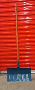 Vintage 1950s Steel Push Plow Snow Shovel 57" long Hardwood handle 18" Wide