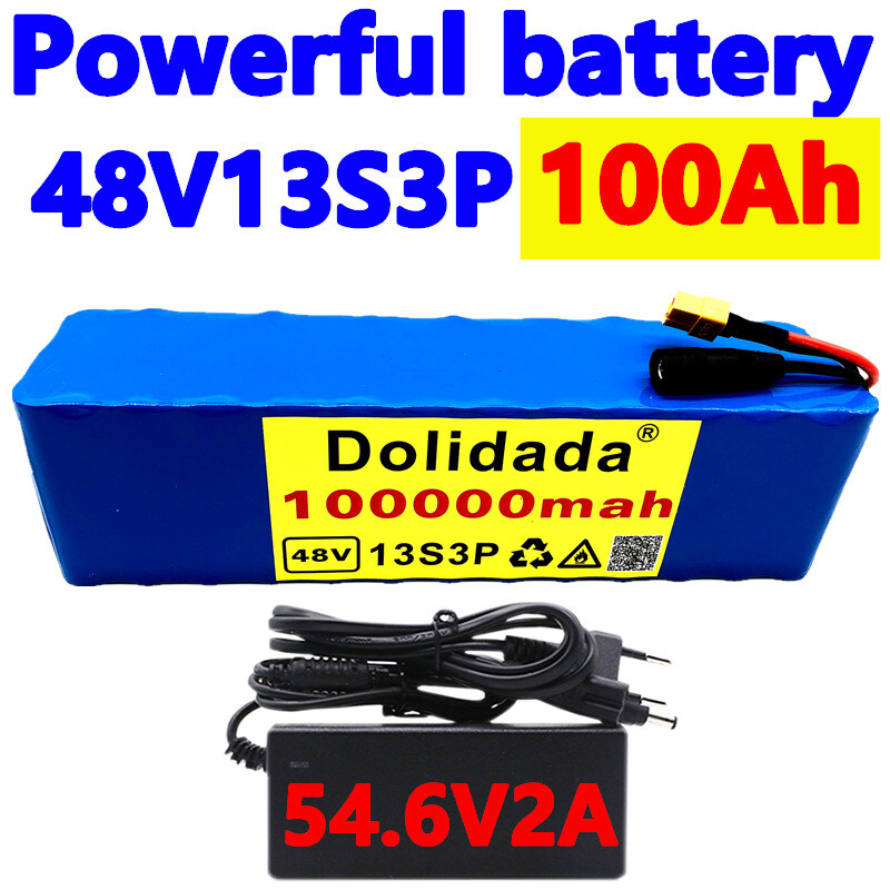 48V 100Ah 1000W 13S3P Li-ion Battery Pack Powerful with Charger T/XT60 Plug New
