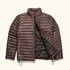 Bomber in pelle da uomo - Giacche in pelle premium stile puffer, abbigliamento elegante