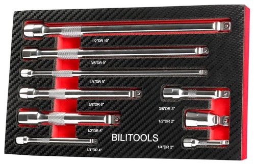 9 pcs Wobble Extension Bar Set 1/4" 3/8" 1/2" Drive Wobble Socket Bars Kit CR-V - Picture 2 of 12