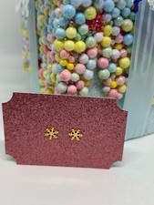 Cute Snowflake Stainless Steel Stud Earrings - Gold Plated 9mm x 8mm