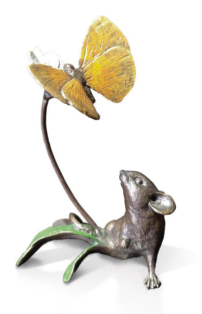 Mouse with Butterfly (1183) Bronze Sculpture by Michael Simpson (Richard Cooper)