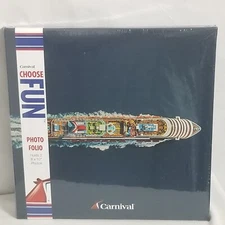 CARNIVAL CRUISE LINE Photo Folio Frame Picture Album Blue Hold 2 8x10 New Sealed