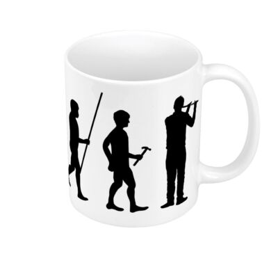 Keramik Tasse Becher Geschichte der Menschheit - Evolution Bansuri Flöte Musik