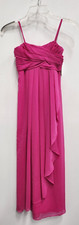 David's Bridal Girls Bridesmaid Dress 6 Pink Long Crinckle Cascading Sleeveless